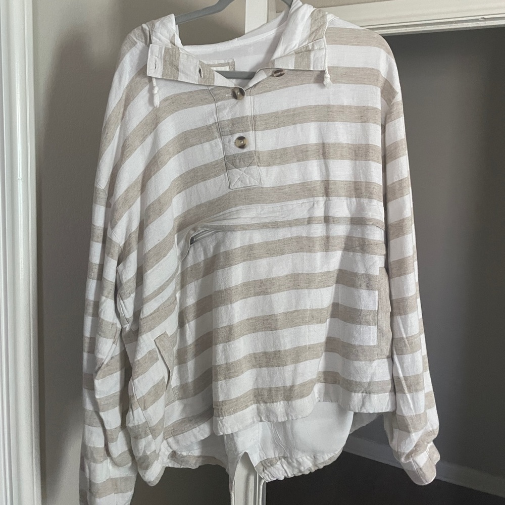 NEVER WORN linen striped hoodie